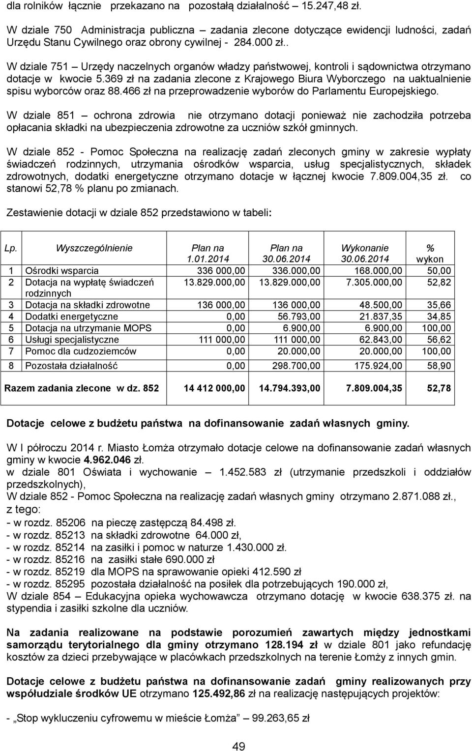 . W dziale 751 Urzędy naczelnych organów władzy państwowej, kontroli i sądownictwa otrzymano dotacje w kwocie 5.