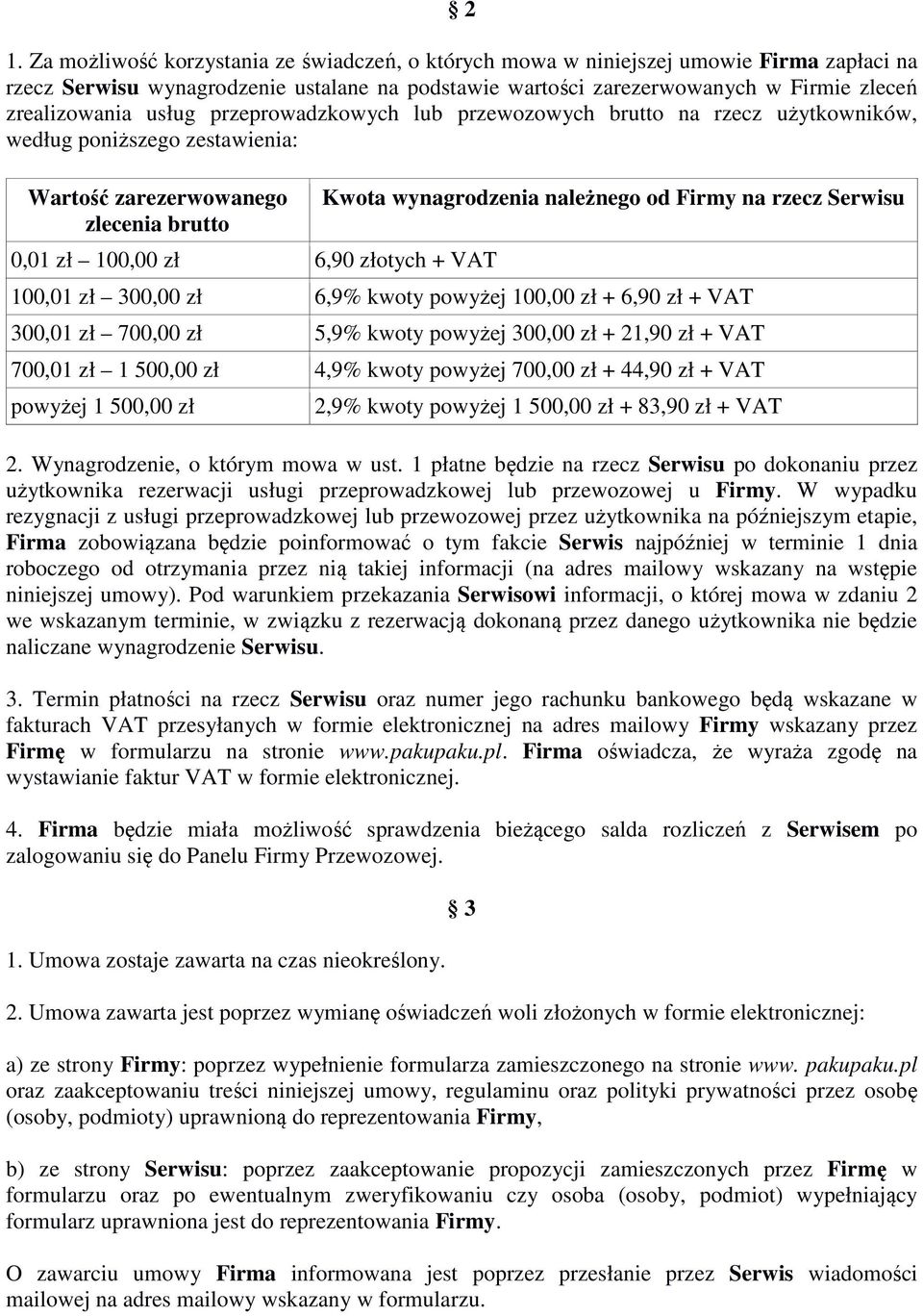 wynagrodzenia należnego od Firmy na rzecz Serwisu 100,01 zł 300,00 zł 6,9% kwoty powyżej 100,00 zł + 6,90 zł + VAT 300,01 zł 700,00 zł 5,9% kwoty powyżej 300,00 zł + 21,90 zł + VAT 700,01 zł 1 500,00