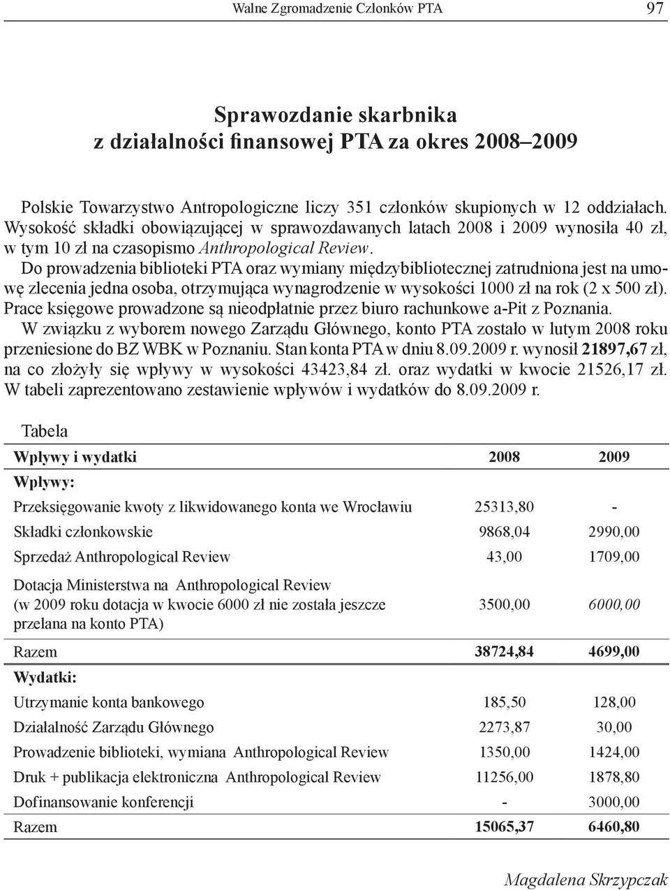 Do prowadzenia biblioteki PTA oraz wymiany międzybibliotecznej zatrudniona jest na umowę zlecenia jedna osoba, otrzymująca wynagrodzenie w wysokości 1000 zł na rok (2 x 500 zł).