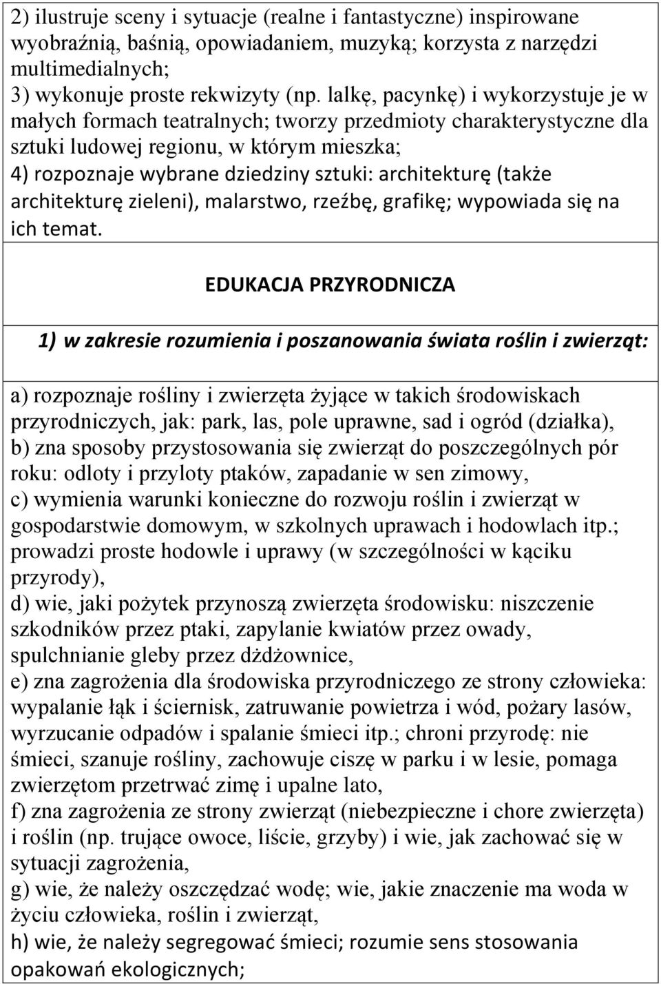 (także architekturę zieleni), malarstwo, rzeźbę, grafikę; wypowiada się na ich temat.