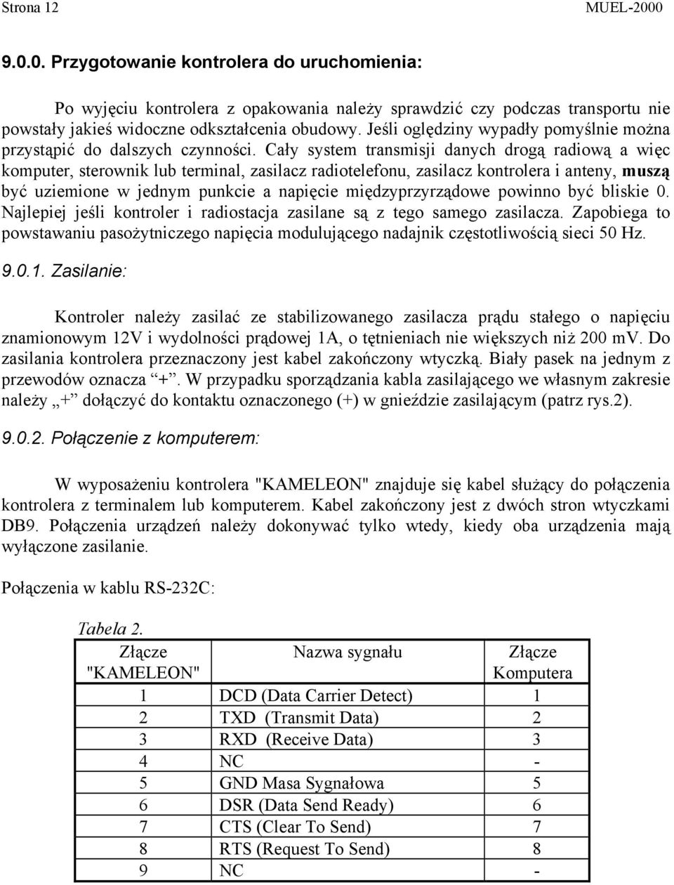 Cały system transmisji danych drogą radiową a więc komputer, sterownik lub terminal, zasilacz radiotelefonu, zasilacz kontrolera i anteny, muszą być uziemione w jednym punkcie a napięcie