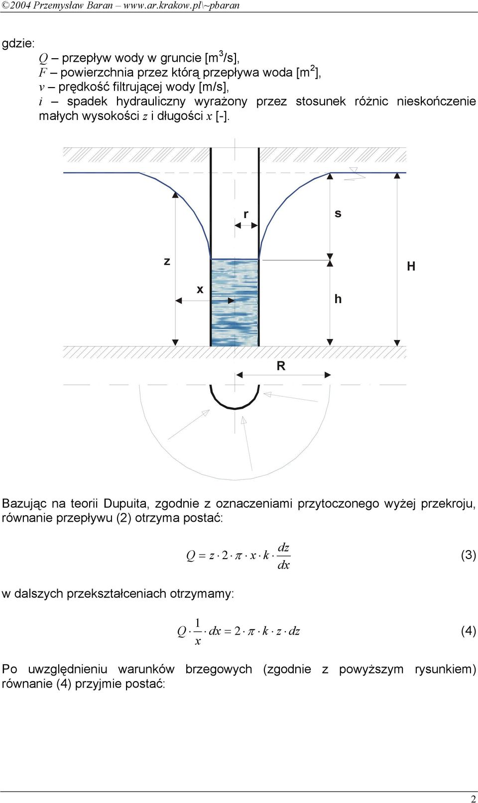 wody [m/], pade ydaulcy wyażoy pe toue óżc eońcee małyc wyoośc długośc [-].