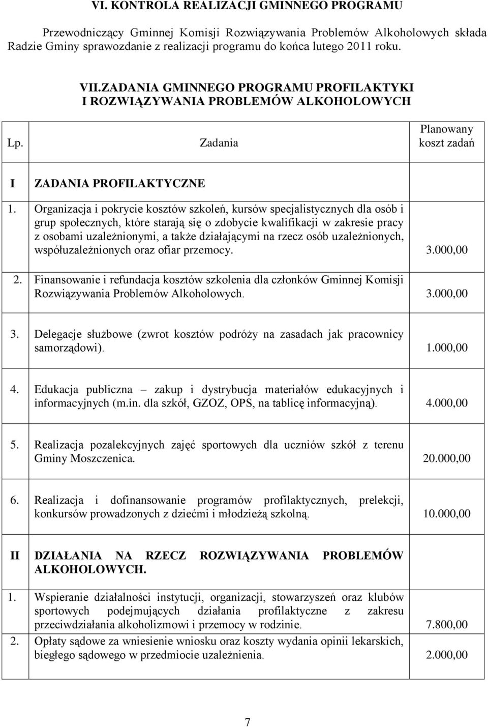 Organizacja i pokrycie kosztów szkoleń, kursów specjalistycznych dla osób i grup społecznych, które starają się o zdobycie kwalifikacji w zakresie pracy z osobami uzależnionymi, a także działającymi