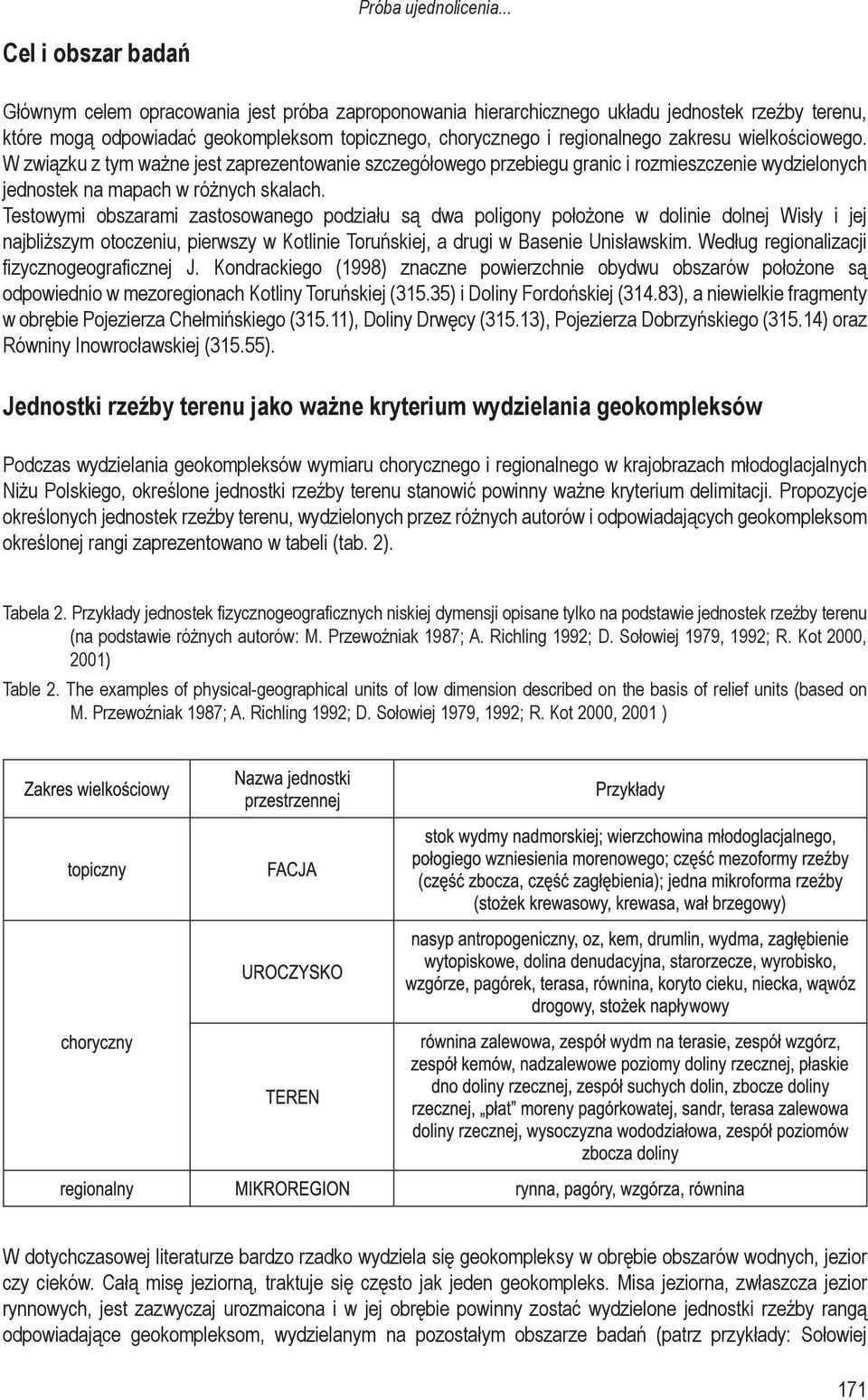 zakresu wielkościowego. W związku z tym ważne jest zaprezentowanie szczegółowego przebiegu granic i rozmieszczenie wydzielonych jednostek na mapach w różnych skalach.