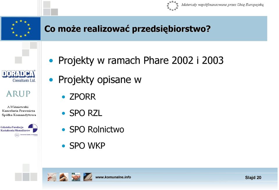 Projekty w ramach Phare 2002 i