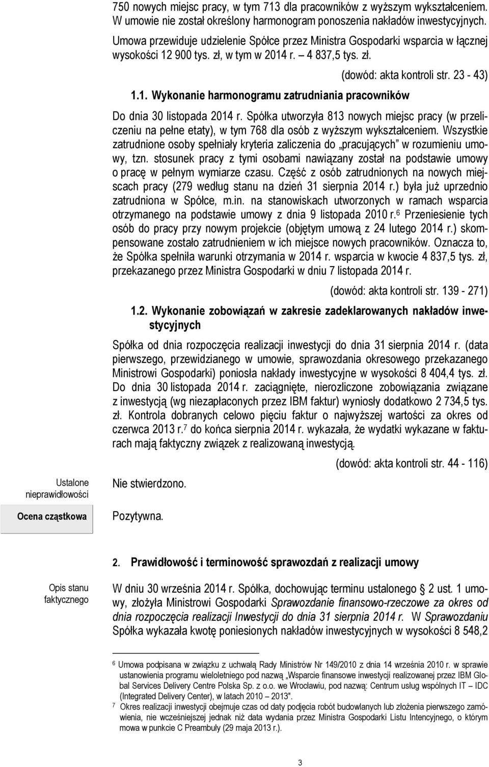 23-43) Do dnia 30 listopada 2014 r. Spółka utworzyła 813 nowych miejsc pracy (w przeliczeniu na pełne etaty), w tym 768 dla osób z wyższym wykształceniem.