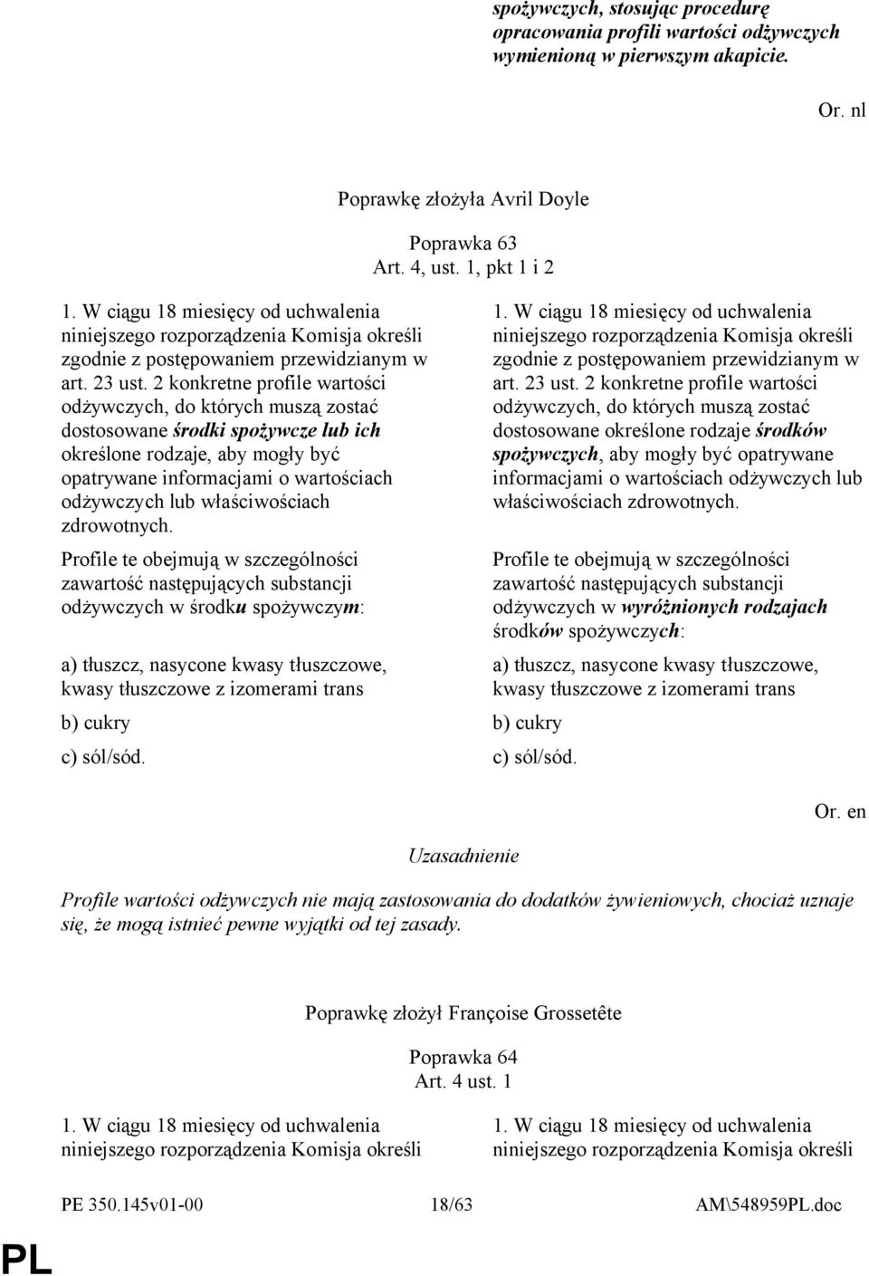 2 konkretne profile wartości odżywczych, do których muszą zostać dostosowane środki spożywcze lub ich określone rodzaje, aby mogły być opatrywane informacjami o wartościach odżywczych lub