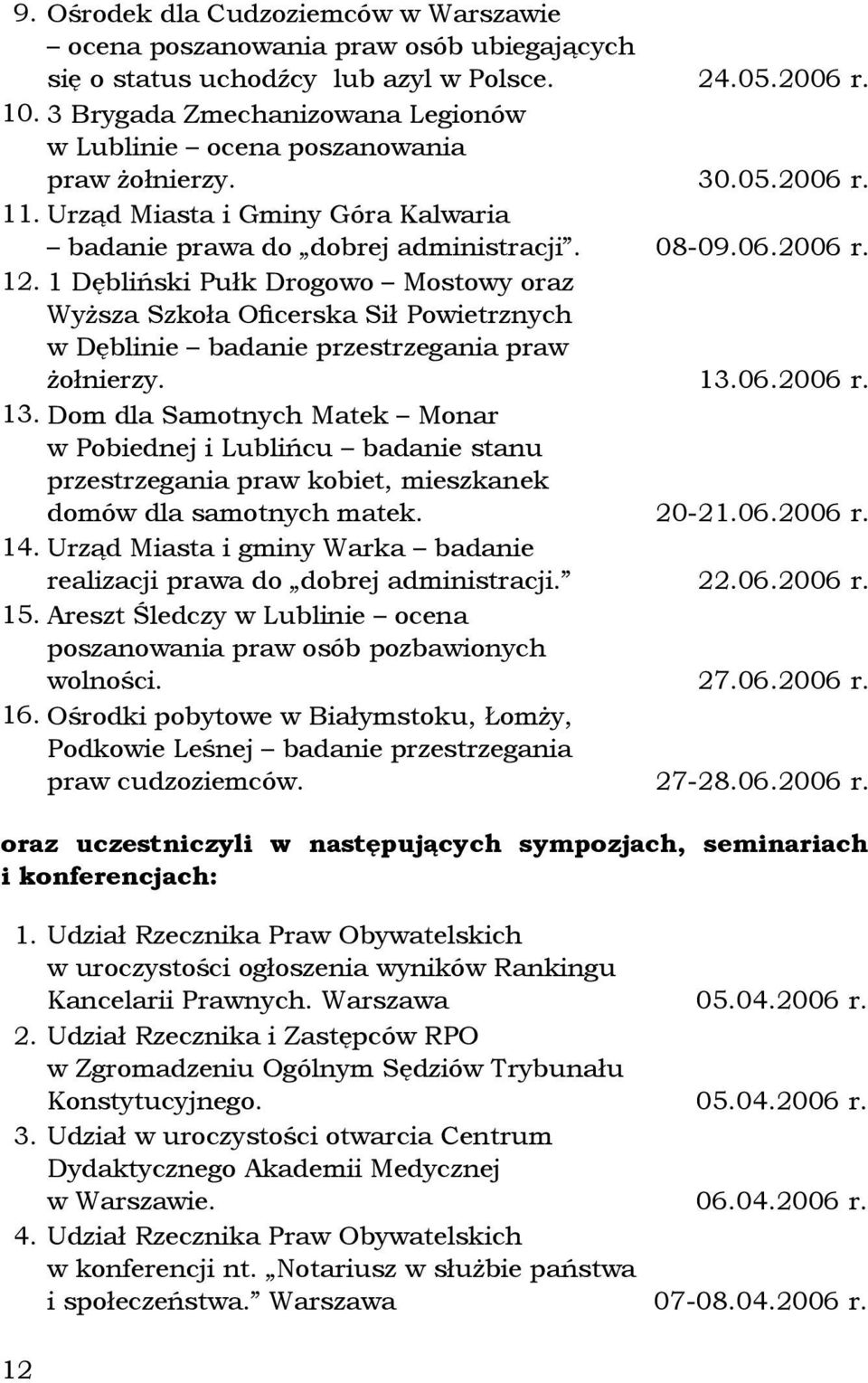 1 Dębliński Pułk Drogowo Mostowy oraz Wyższa Szkoła Oficerska Sił Powietrznych w Dęblinie badanie przestrzegania praw żołnierzy. 13.