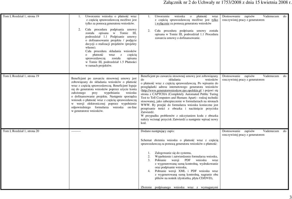 Cała procedura składania wniosków o płatność wraz z częścią sprawozdawczą została opisana w Tomie III, podrozdział 1.