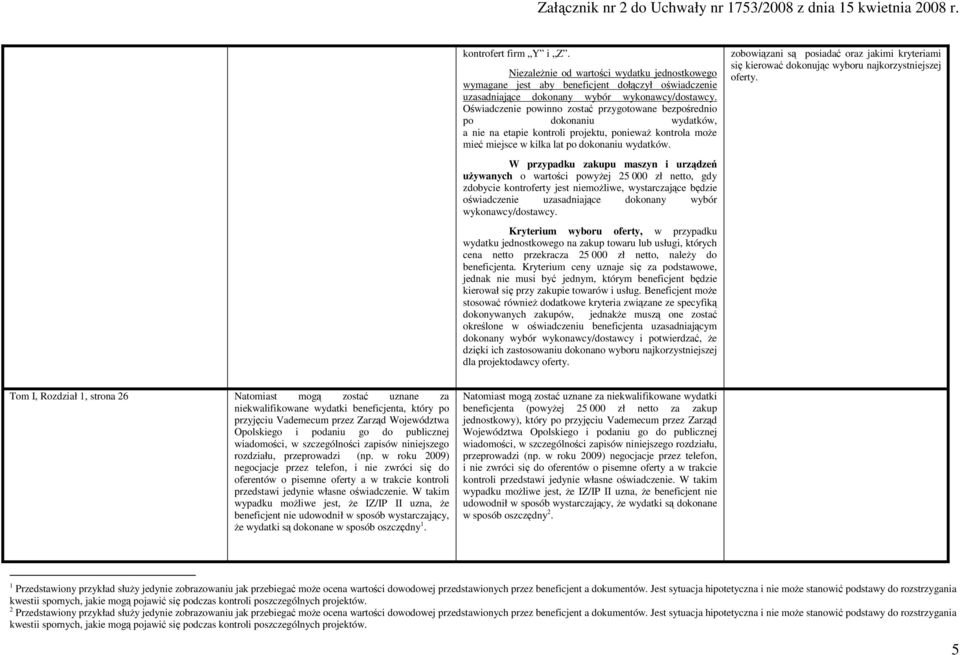 W przypadku zakupu maszyn i urządzeń uŝywanych o wartości powyŝej 25 000 zł netto, gdy zdobycie kontroferty jest niemoŝliwe, wystarczające będzie oświadczenie uzasadniające dokonany wybór