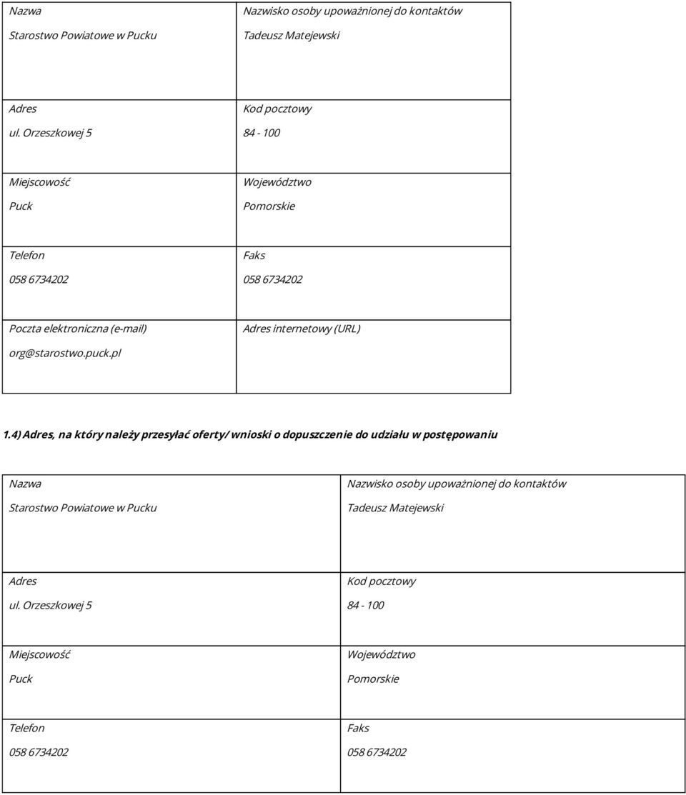 4), na który należy przesyłać oferty/ wnioski o dopuszczenie do