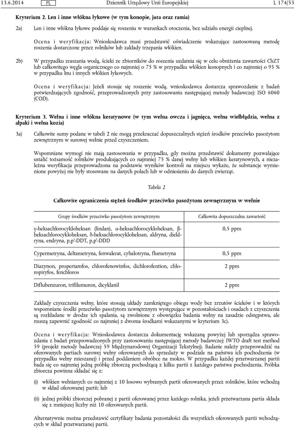 2b) W przypadku zraszania wodą, ścieki ze zbiorników do roszenia uzdatnia się w celu obniżenia zawartości ChZT lub całkowitego węgla organicznego co najmniej o 75 % w przypadku włókien konopnych i co