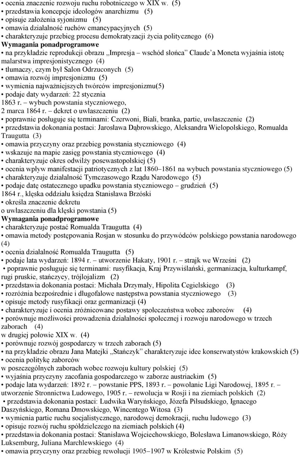 na przykładzie reprodukcji obrazu Impresja wschód słońca Claude a Moneta wyjaśnia istotę malarstwa impresjonistycznego (4) tłumaczy, czym był Salon Odrzuconych (5) omawia rozwój impresjonizmu (5)