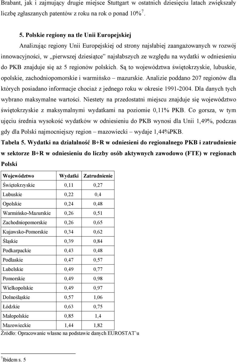 odniesieniu do PKB znajduje się aż 5 regionów polskich. Są to województwa świętokrzyskie, lubuskie, opolskie, zachodniopomorskie i warmińsko mazurskie.