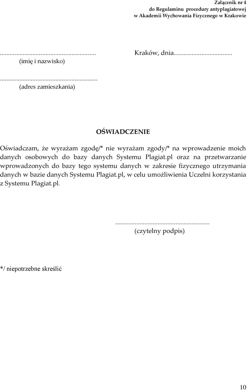 danych Systemu Plagiat.