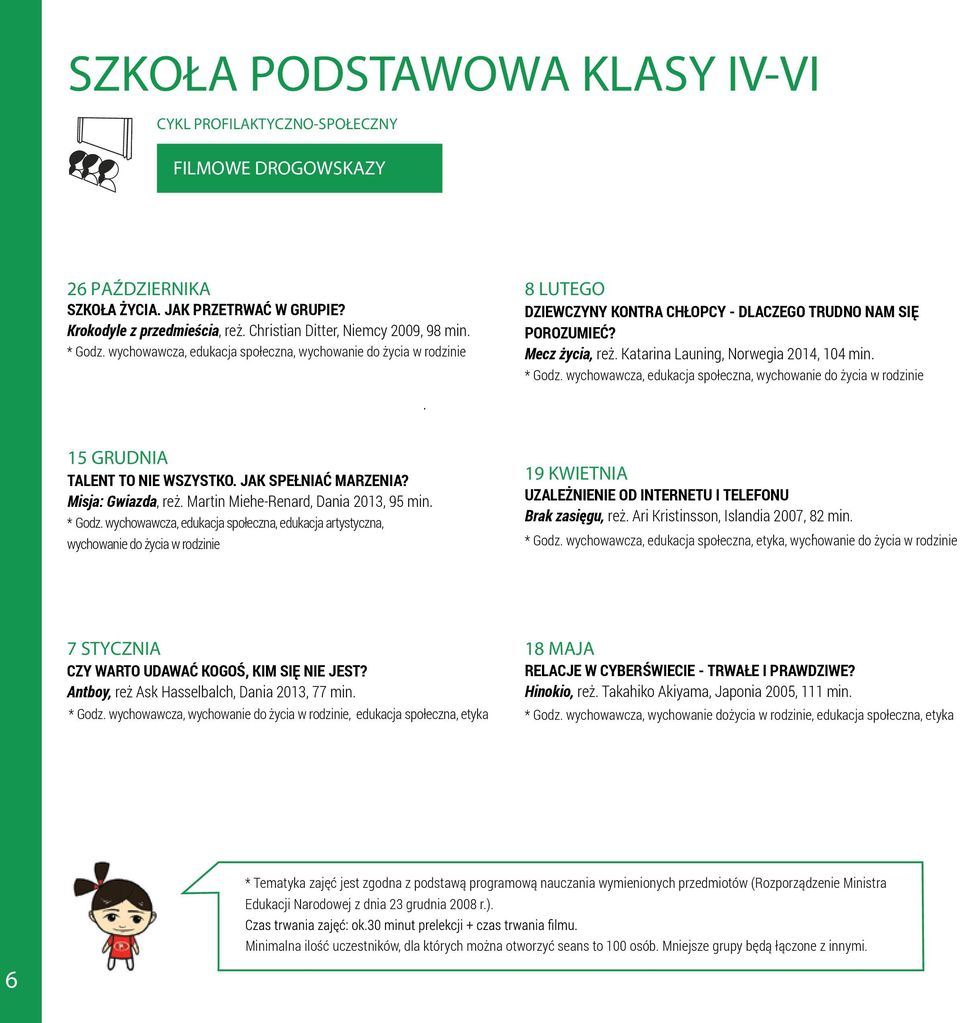 Mecz życia, reż. Katarina Launing, Norwegia 2014, 104 min. * Godz. wychowawcza, edukacja społeczna, wychowanie do życia w rodzinie 15 GRUDNIA TALENT TO NIE WSZYSTKO. JAK SPEŁNIAĆ MARZENIA?