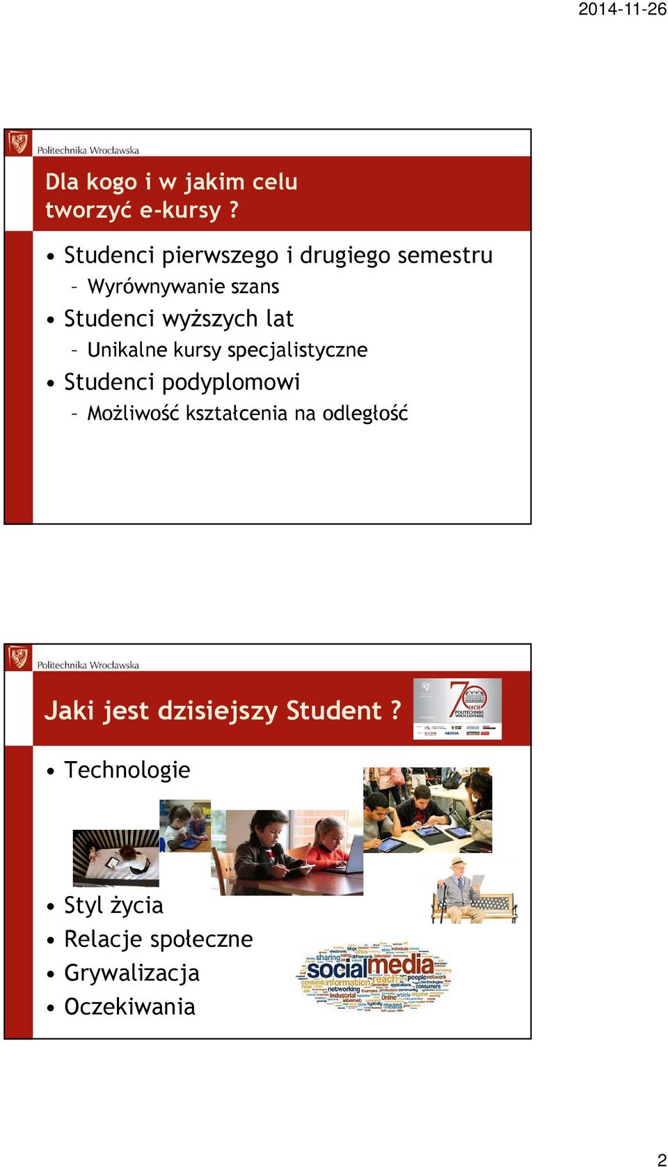 lat Unikalne kursy specjalistyczne Studenci podyplomowi Możliwość