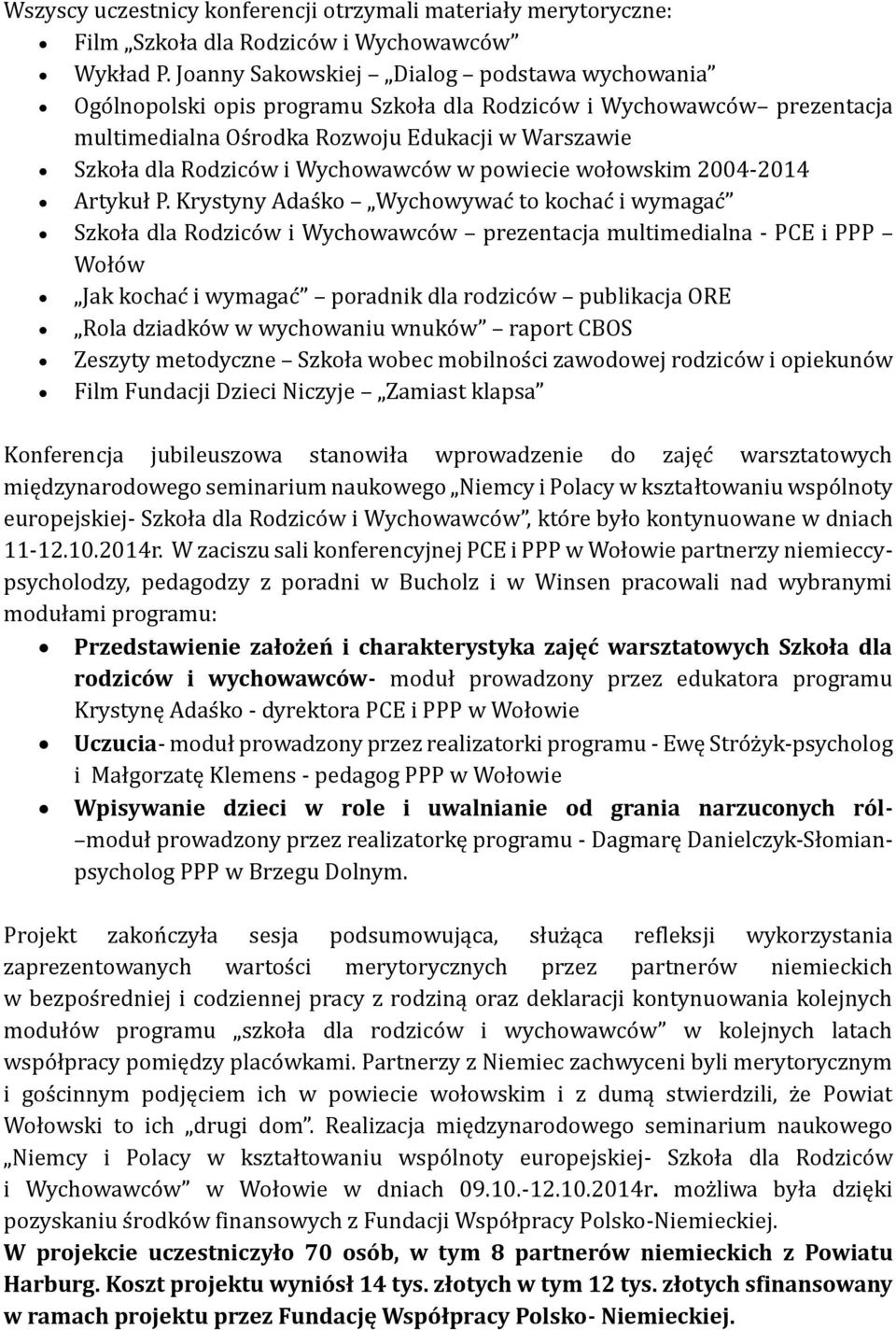 Wychowawco w w powiecie wołowskim 2004-2014 Artykuł P.