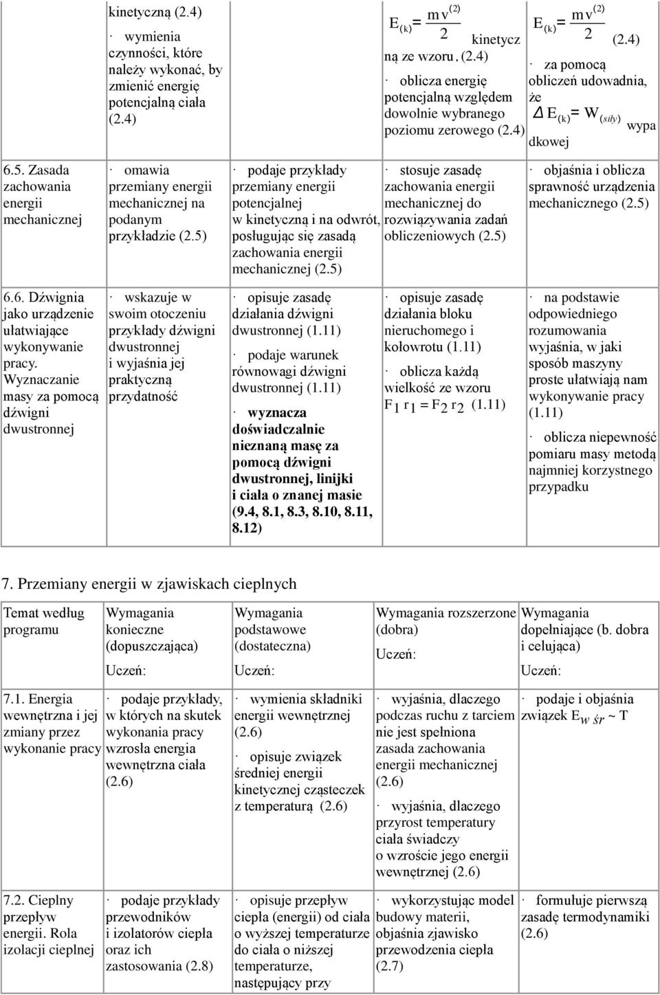 Zasada zachowania energii mechanicznej omawia przemiany energii mechanicznej na podanym przykładzie (2.