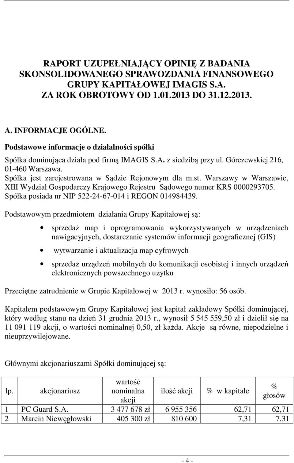 Spółka posiada nr NIP 5222467014 i REGON 014984439.