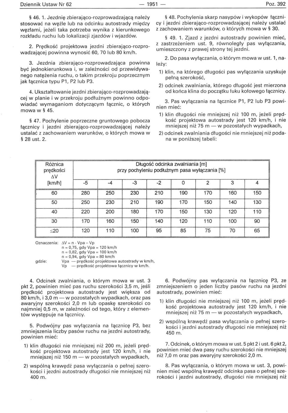 Prędkość projektowa jezdni zbierająco-rozprowadzającej powinna wynosić 60, 70 lub 80 km/h. 3.