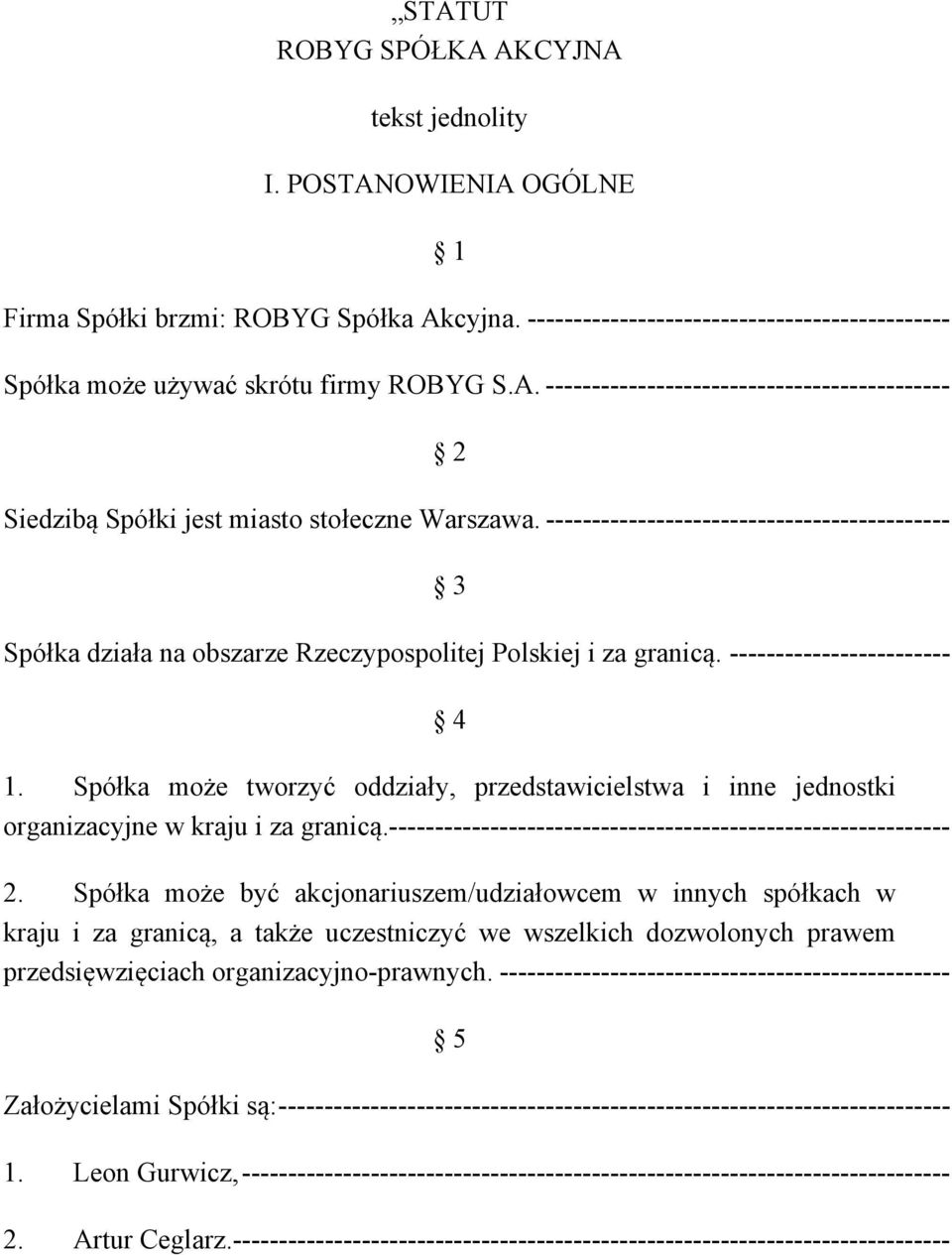 -------------------------------------------- 3 Spółka działa na obszarze Rzeczypospolitej Polskiej i za granicą. ------------------------ 4 1.