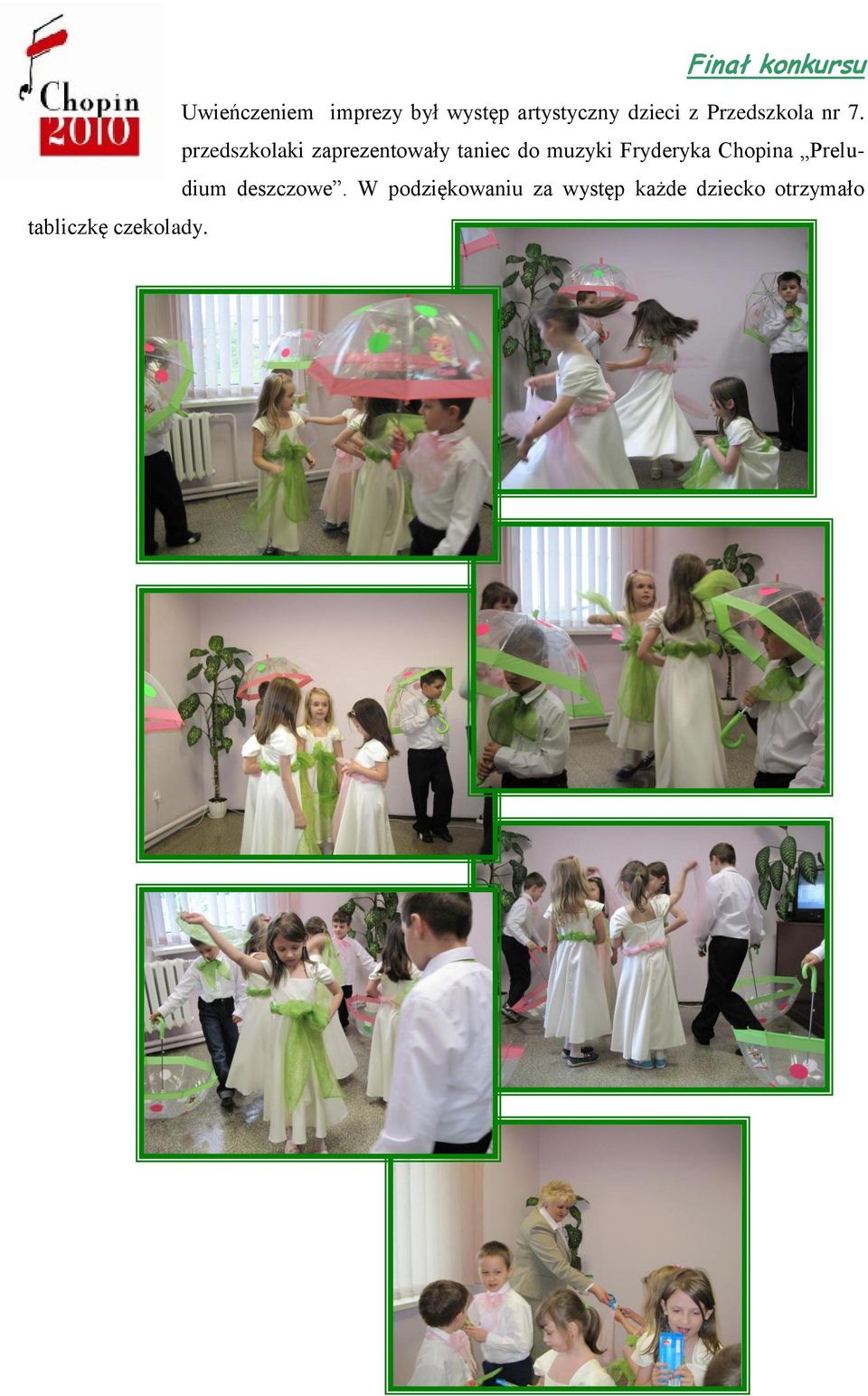 przedszkolaki zaprezentowały taniec do muzyki Fryderyka