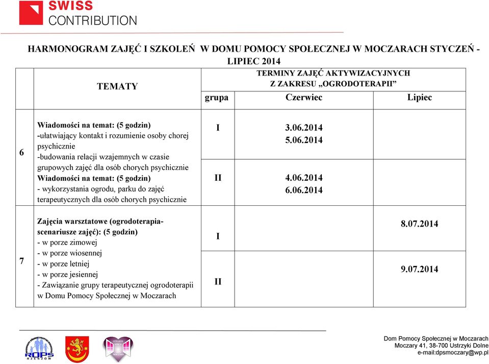 parku do zajęć terapeutycznych dla osób chorych psychicznie 3.06.