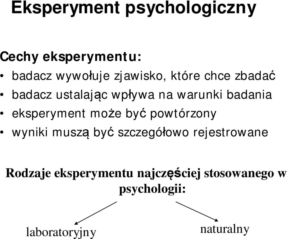 może być powtórzony wyniki muszą być szczegółowo rejestrowane Rodzaje