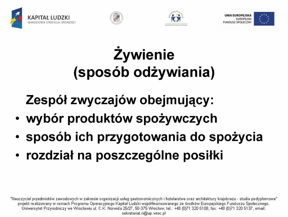 spożywczych sposób ich przygotowania