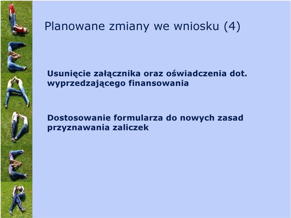 wyprzedzającego finansowania Dostosowanie