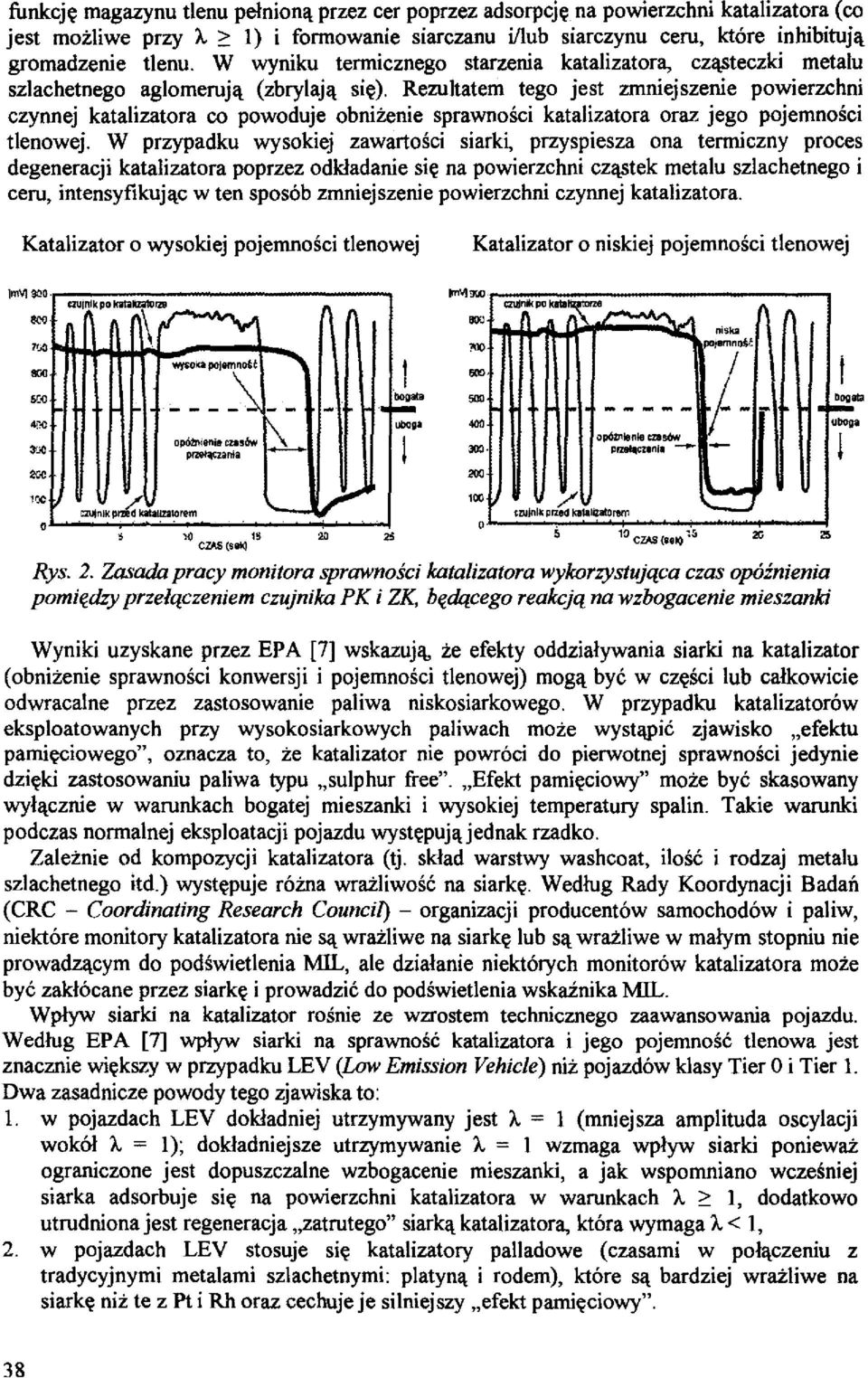 Rezultatem tego jest zmniejszenie powierzchni czynnej katalizatora co powoduje obnizenie sprawnosci katalizatora oraz jego pojemnosci tlenowej.