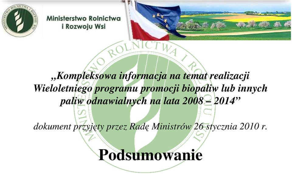 innych paliw odnawialnych na lata 2008 2014