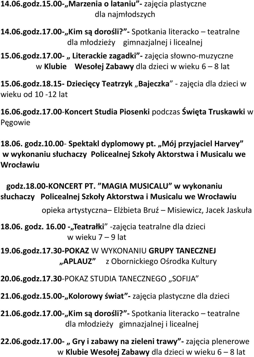 Mój przyjaciel Harvey w wykonaniu słuchaczy Policealnej Szkoły Aktorstwa i Musicalu we Wrocławiu godz.18.00-koncert PT.