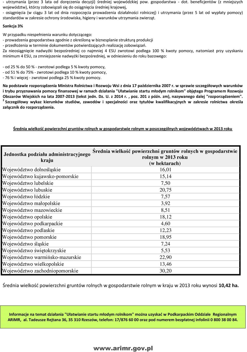 (przez 5 lat od wypłaty pomocy) standardów w zakresie ochrony środowiska, higieny i warunków utrzymania zwierząt.