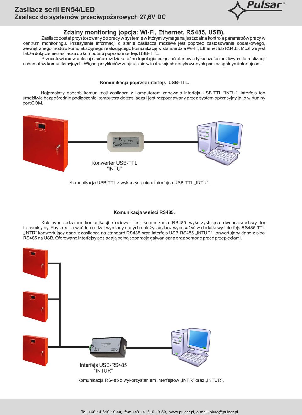 Możliwe jest także dołączenie zasilacza do komputera poprzez interfejs USB-TTL.