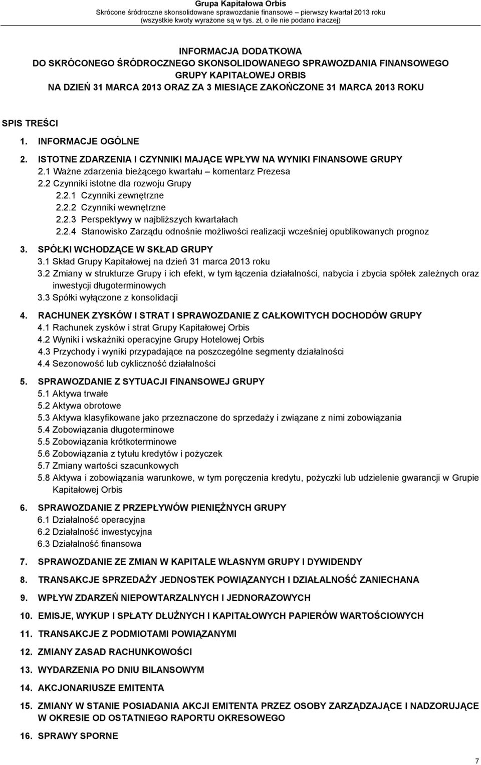 2.2 Czynniki wewnętrzne 2.2.3 Perspektywy w najbliższych kwartałach 2.2.4 Stanowisko Zarządu odnośnie możliwości realizacji wcześniej opublikowanych prognoz 3. SPÓŁKI WCHODZĄCE W SKŁAD GRUPY 3.