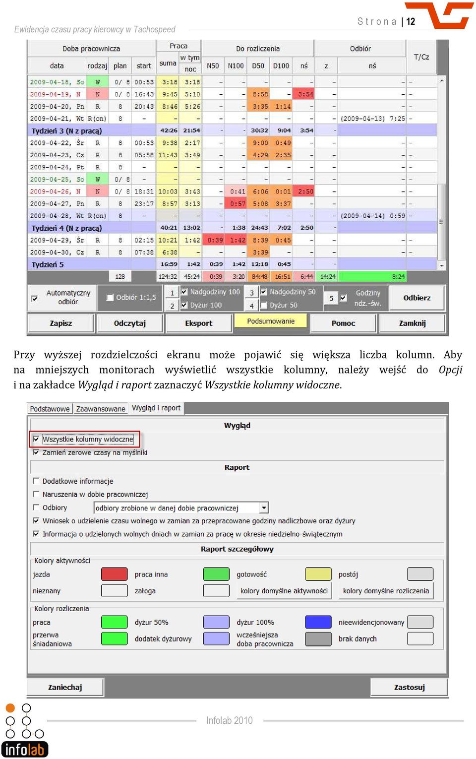 Aby na mniejszych monitorach wyświetlić wszystkie kolumny,