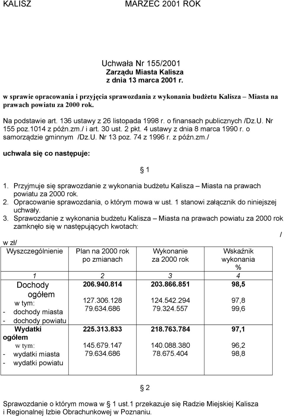 Nr 155 poz.1014 z późn.zm./ i art. 30 ust. 2 pkt. 4 ustawy z dnia 8 marca 1990 r. o samorządzie gminnym /Dz.U. Nr 13 poz. 74 z 1996 r. z późn.zm./ uchwala się co następuje: 1 1.