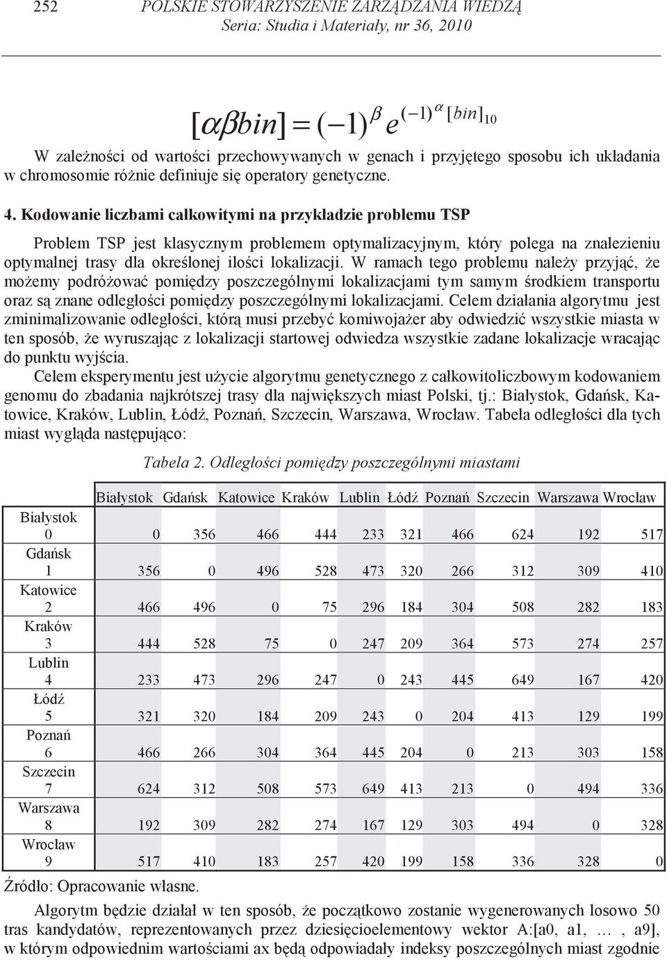 Kodowanie liczbami całkowitymi na przykładzie