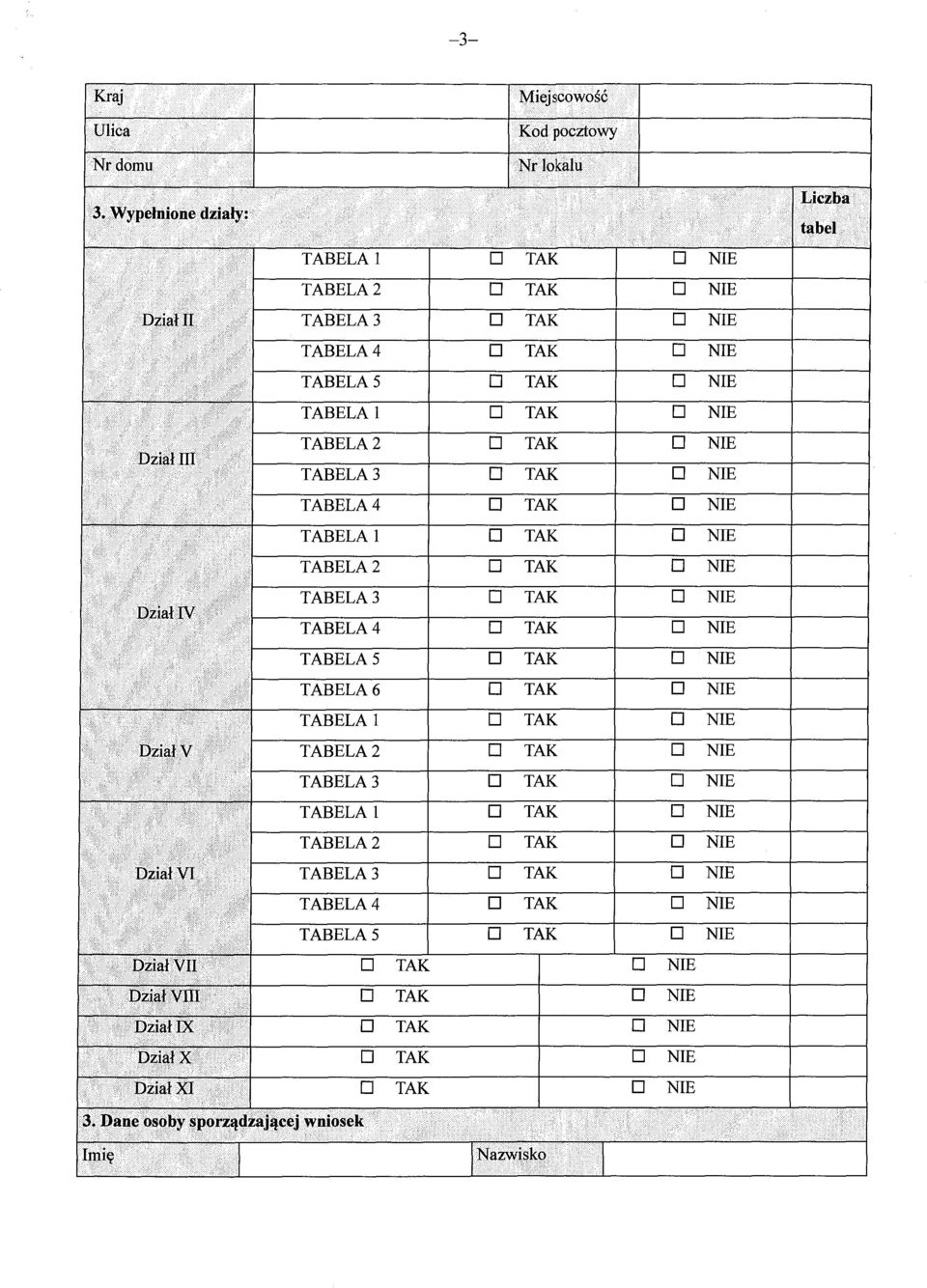 TABELA 3 TAK NIE TABELA 4 TAK NIE TABELA 1 TAK NIE TABELA 2 TAK NIE Dzial IV TABELA 3 TAK NIE TABELA 4 TAK NIE TABELA 5 TAK NIE TABELA 6 TAK NIE TABELA 1 TAK