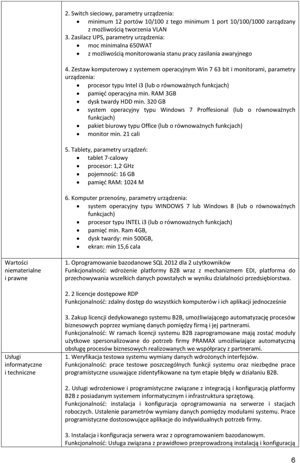 Zestaw komputerowy z systemem operacyjnym Win 7 63 bit i monitorami, parametry urządzenia: procesor typu Intel i3 (lub o równoważnych funkcjach) pamięć operacyjna min. RAM 3GB dysk twardy HDD min.