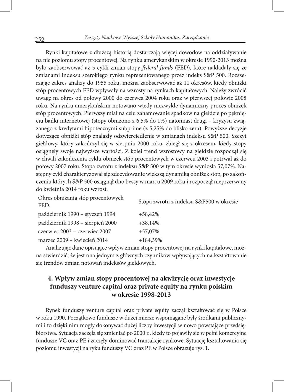 S&P 500. Rozszerzając zakres analizy do 1955 roku, można zaobserwować aż 11 okresów, kiedy obniżki stóp procentowych FED wpływały na wzrosty na rynkach kapitałowych.