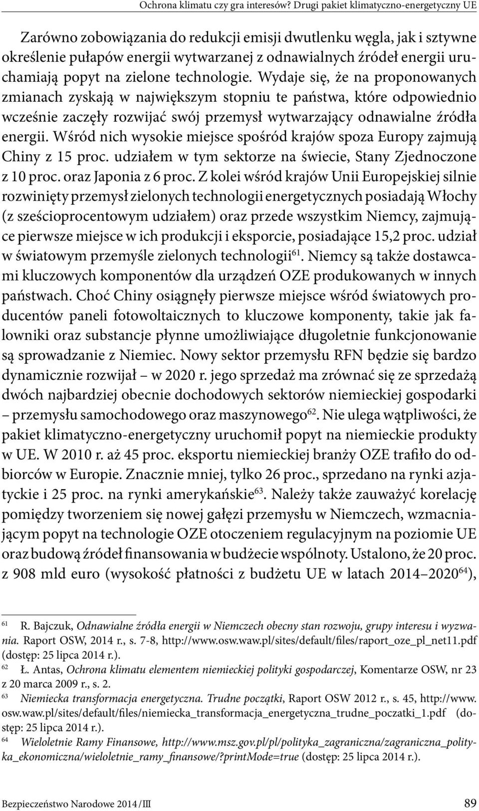 na zielone technologie.