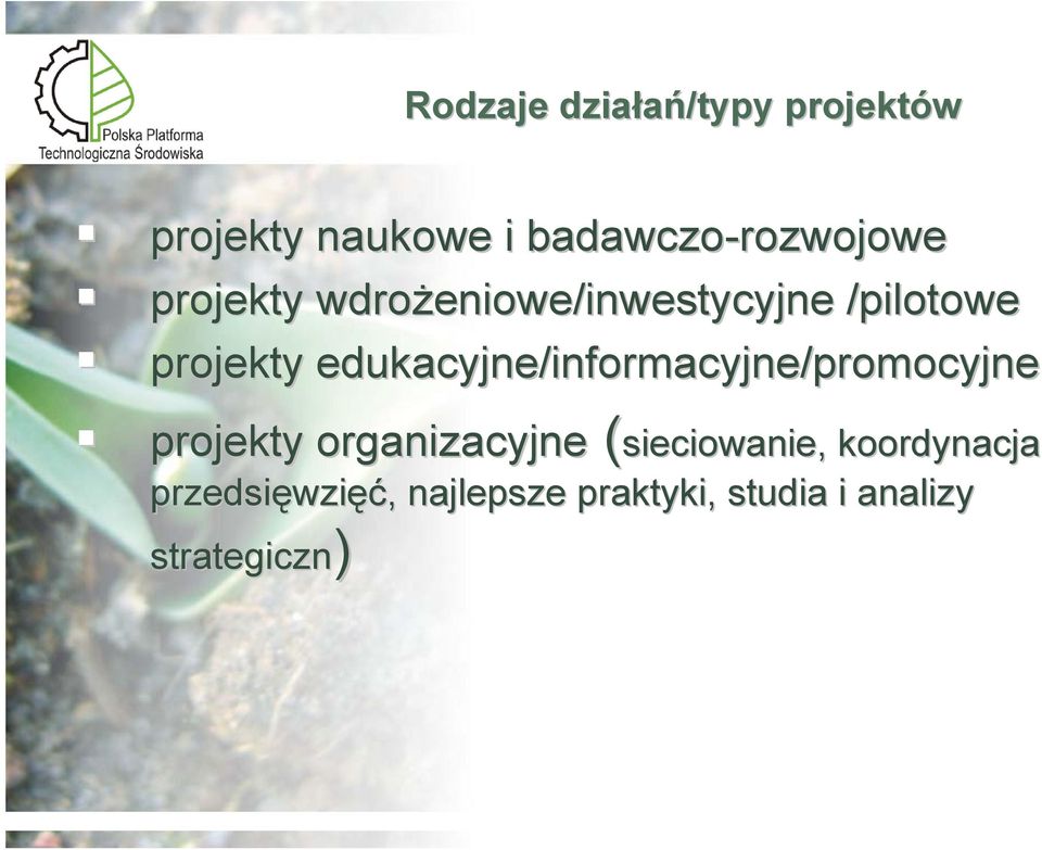 yjne/informacyjne/promocyjne projekty organizacyjne organizacyjne