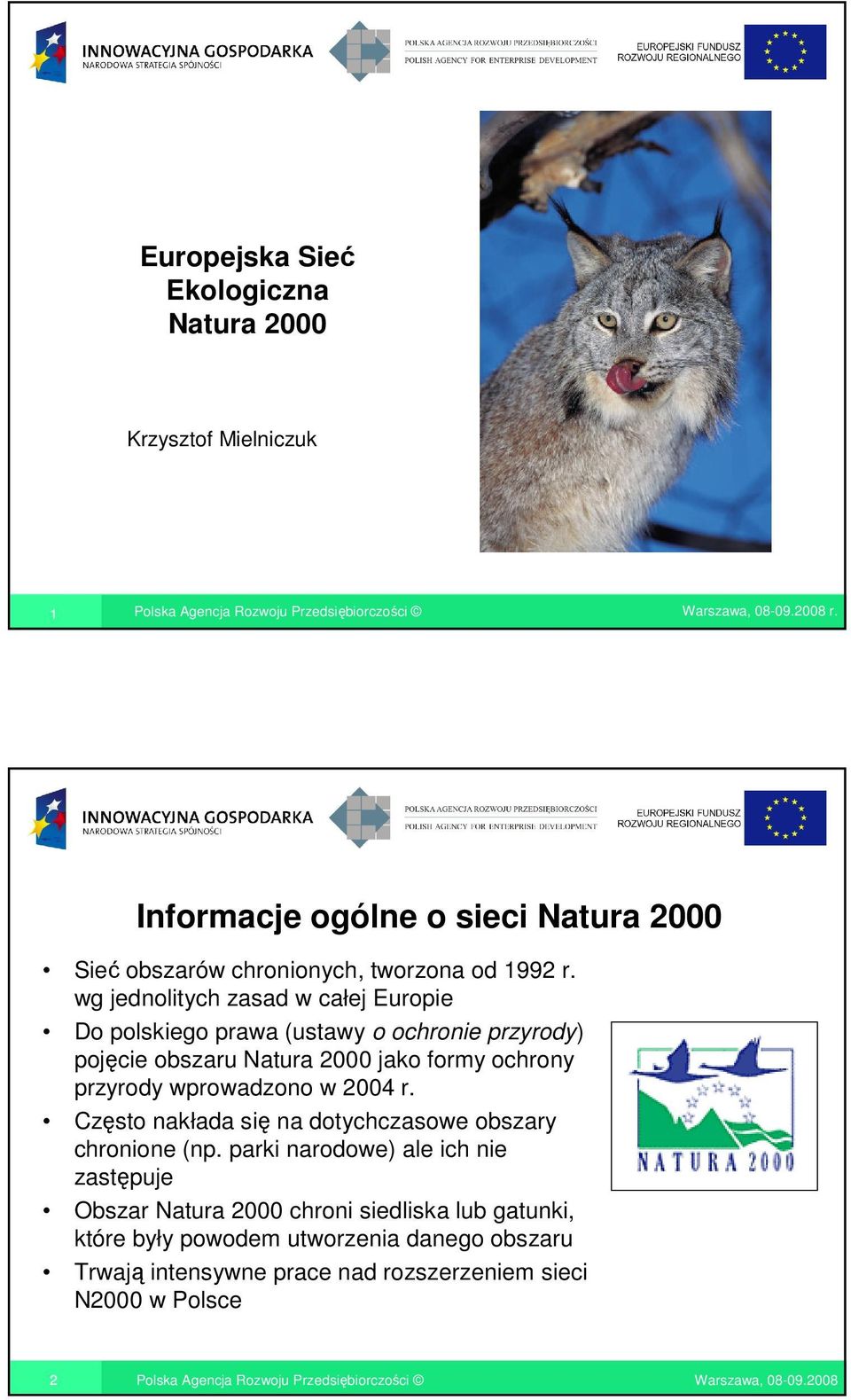 wg jednolitych zasad w całej Europie Do polskiego prawa (ustawy o ochronie przyrody) pojęcie obszaru Natura 2000 jako formy ochrony przyrody