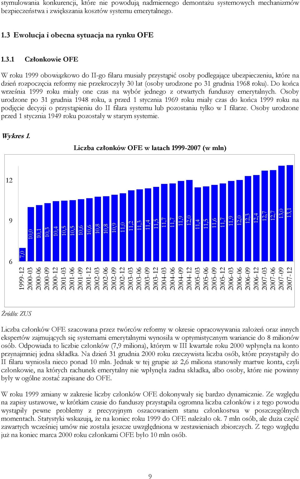 1 Członkowie OFE W roku 1999 obowiązkowo do II-go filaru musiały przystąpić osoby podlegające ubezpieczeniu, które na dzień rozpoczęcia reformy nie przekroczyły 30 lat (osoby urodzone po 31 grudnia