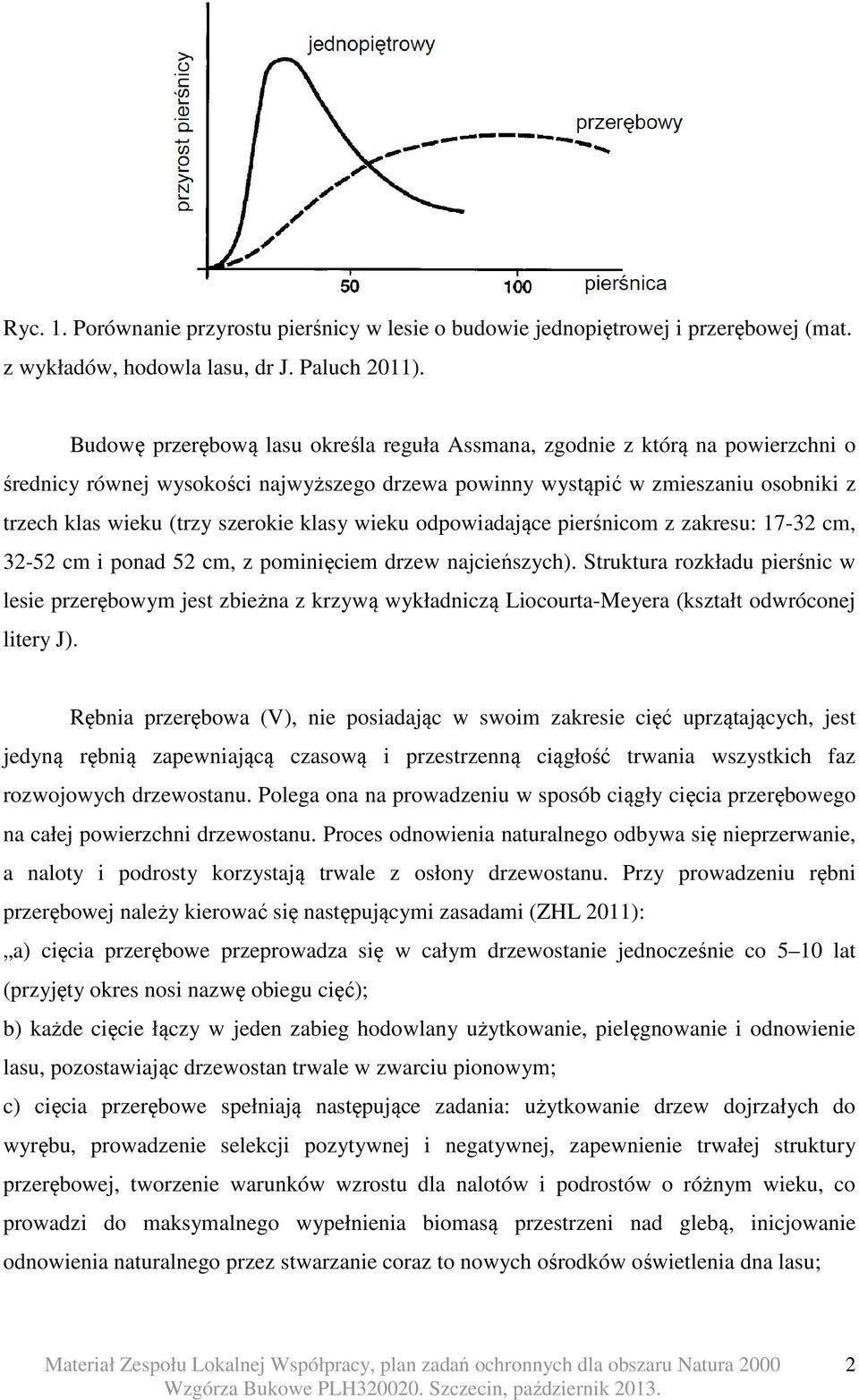 klasy wieku odpowiadające pierśnicom z zakresu: 17-32 cm, 32-52 cm i ponad 52 cm, z pominięciem drzew najcieńszych).