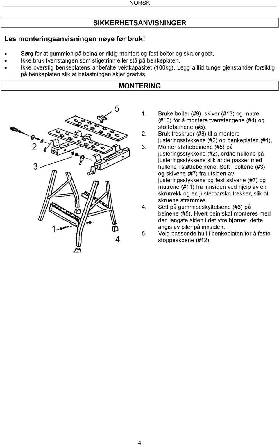 Legg alltid tunge gjenstander forsiktig på benkeplaten slik at belastningen skjer gradvis MONTERING 1.