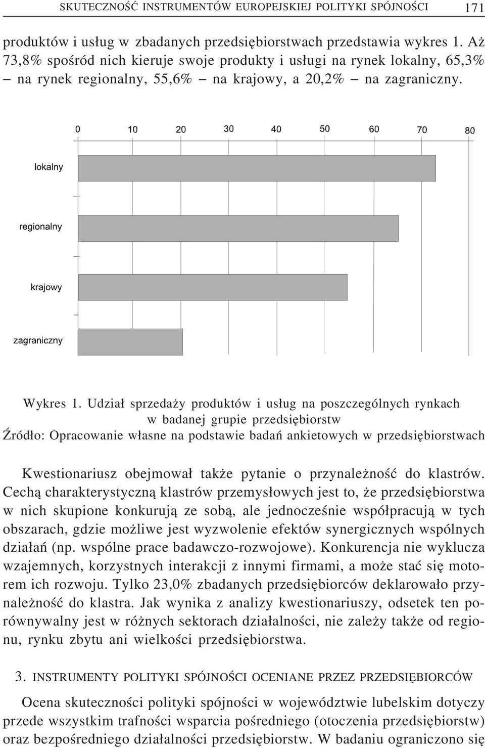 Udzia sprzedaz y produktów i us ug na poszczególnych rynkach w badanej grupie przedsie biorstw Źród o: Opracowanie w asne na podstawie badań ankietowych w przedsie biorstwach Kwestionariusz obejmowa